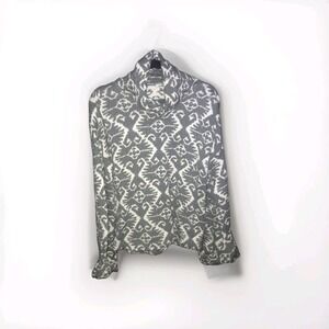 Sundance Sweater Grey Nordic Snowflake Pullover‎ Turtleneck Sweater Bell Sleeve